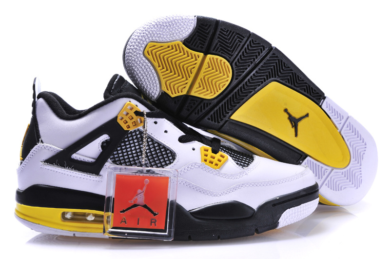 Air Jordan 4 Men Shoes White/Black/ Yellow Online